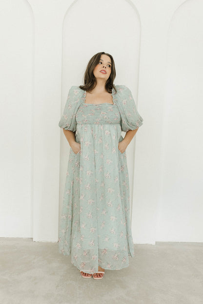 Melody Maxi Dress in Turquoise Floral - Bump Friendly & Inclusive Sizing
