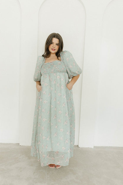 Melody Maxi Dress in Turquoise Floral - Bump Friendly & Inclusive Sizing