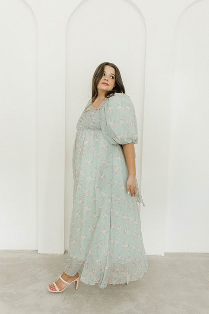 Melody Maxi Dress in Turquoise Floral - Bump Friendly & Inclusive Sizing