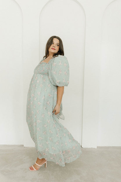 Melody Maxi Dress in Turquoise Floral - Bump Friendly & Inclusive Sizing