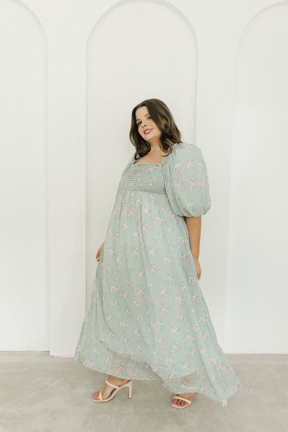 Melody Maxi Dress in Turquoise Floral - Bump Friendly & Inclusive Sizing