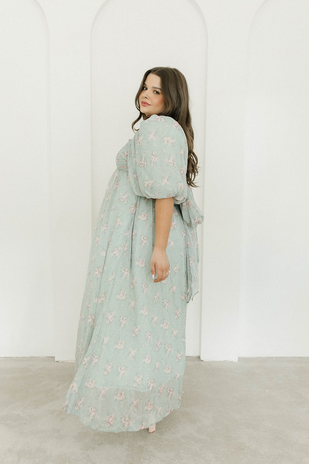 Melody Maxi Dress in Turquoise Floral - Bump Friendly & Inclusive Sizing