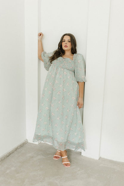 Melody Maxi Dress in Turquoise Floral - Bump Friendly & Inclusive Sizing