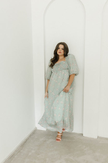 Melody Maxi Dress in Turquoise Floral - Bump Friendly & Inclusive Sizing
