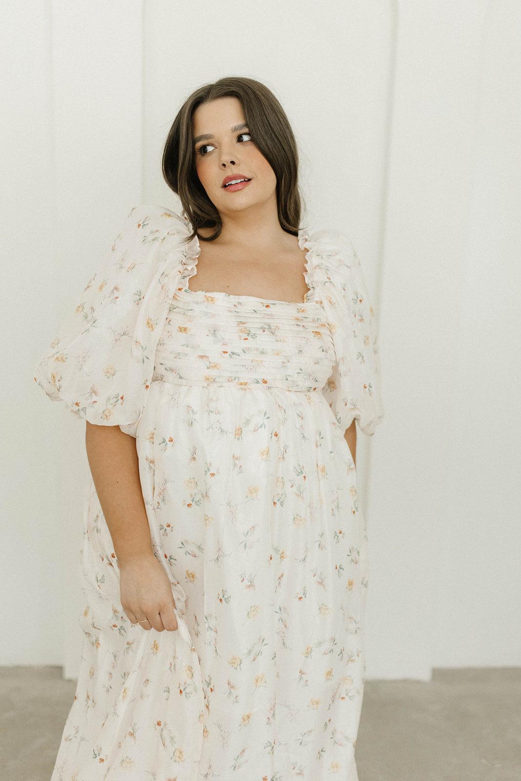 Melody Maxi Dress with Pleats and Bow Detail in Yellow Rose Floral - Bump Friendly & Inclusive Sizing (S-3XL)