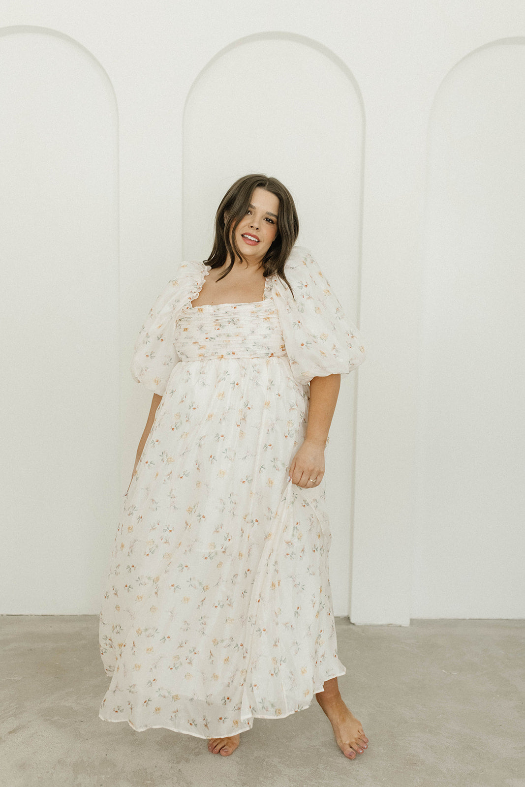 Melody Maxi Dress with Pleats and Bow Detail in Yellow Rose Floral - Bump Friendly & Inclusive Sizing (S-3XL)