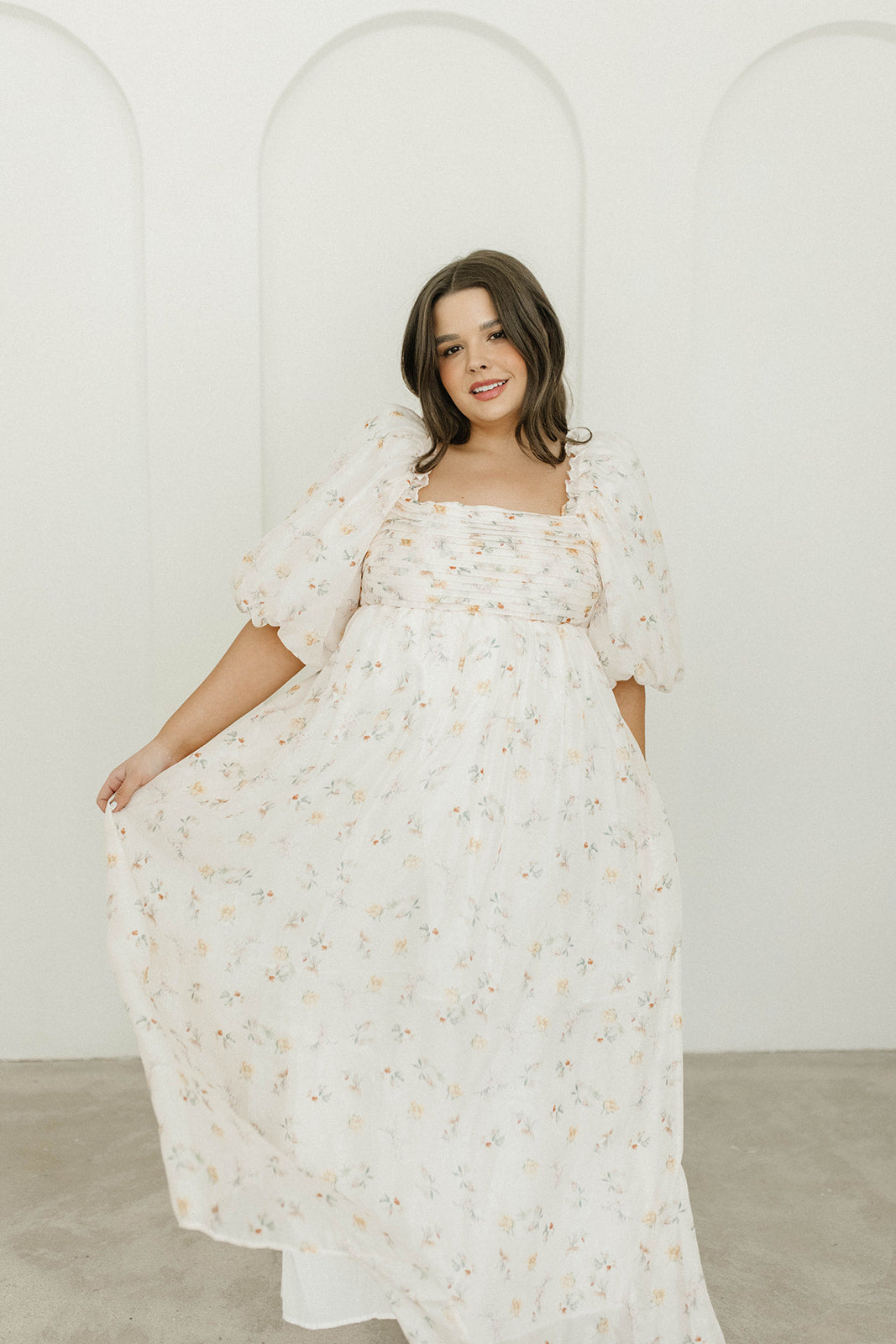 Melody Maxi Dress with Pleats and Bow Detail in Yellow Rose Floral - Bump Friendly & Inclusive Sizing (S-3XL)