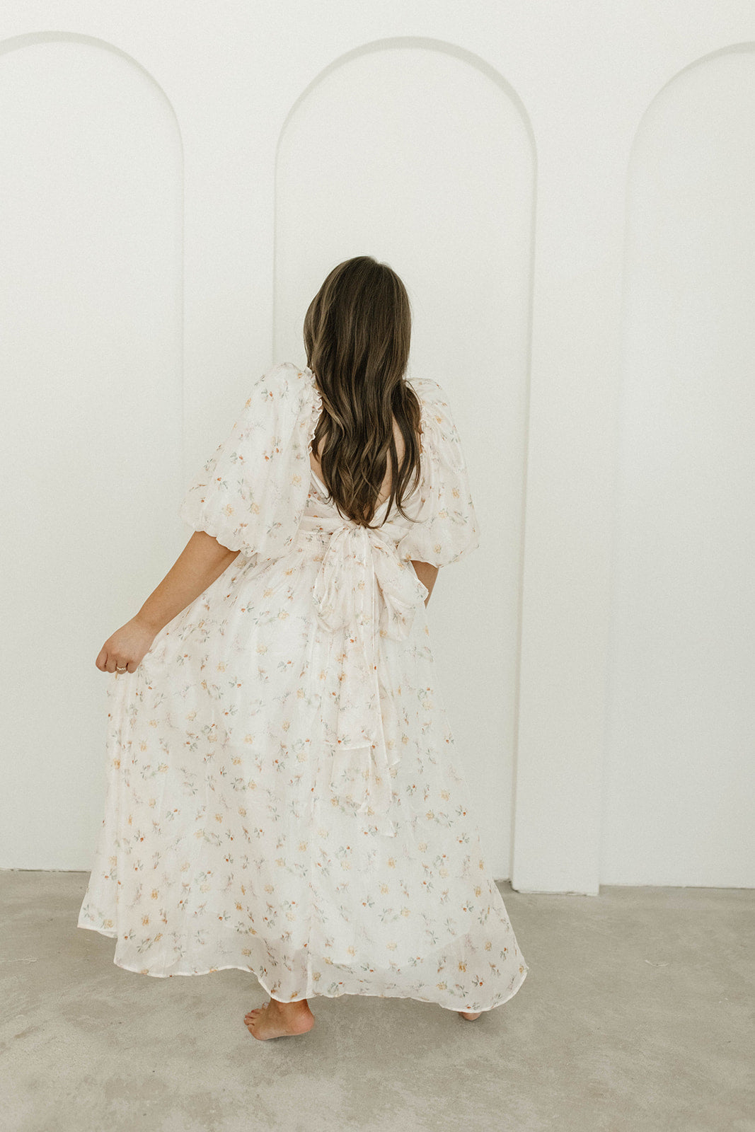 Melody Maxi Dress with Pleats and Bow Detail in Yellow Rose Floral - Bump Friendly & Inclusive Sizing (S-3XL)