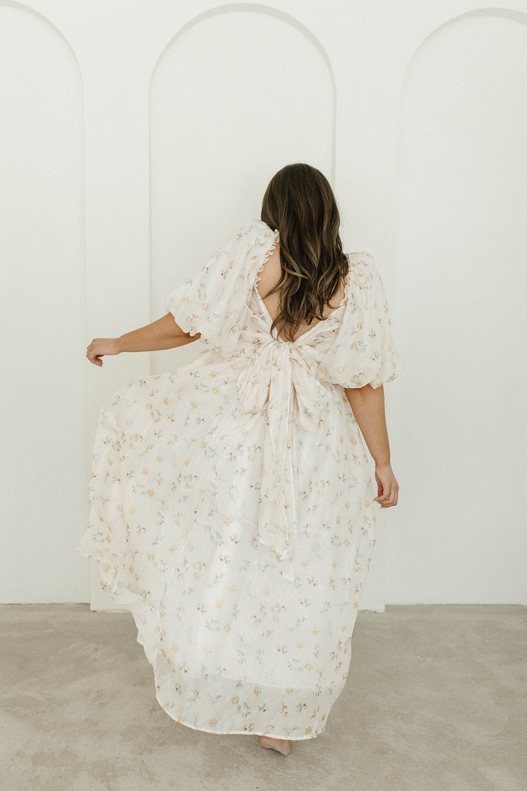Melody Maxi Dress with Pleats and Bow Detail in Yellow Rose Floral - Bump Friendly & Inclusive Sizing (S-3XL)
