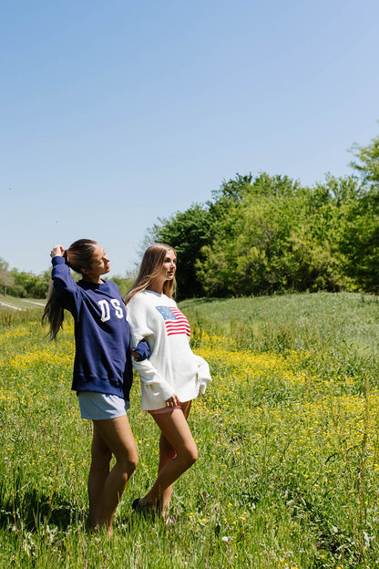 USA 100% Cotton Terry Pullover in Navy