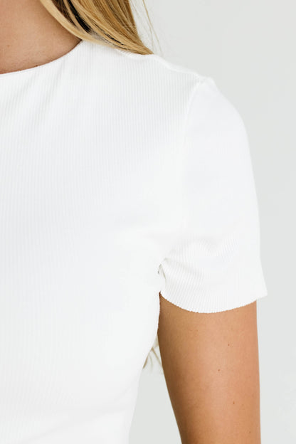 The Charlie Ribbed Maxi Dress in White - Bump Friendly