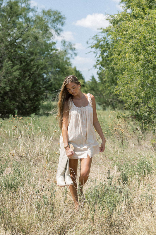 Rosemary 100% Cotton Mini Dress in Sugar Shack
