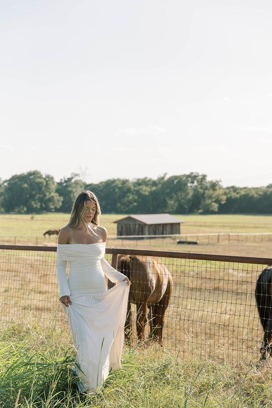 Lennox Long Sleeve Maxi Dress in Ivory