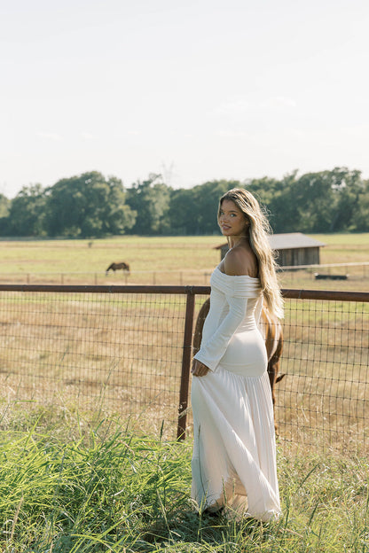 Lennox Long Sleeve Maxi Dress in Ivory