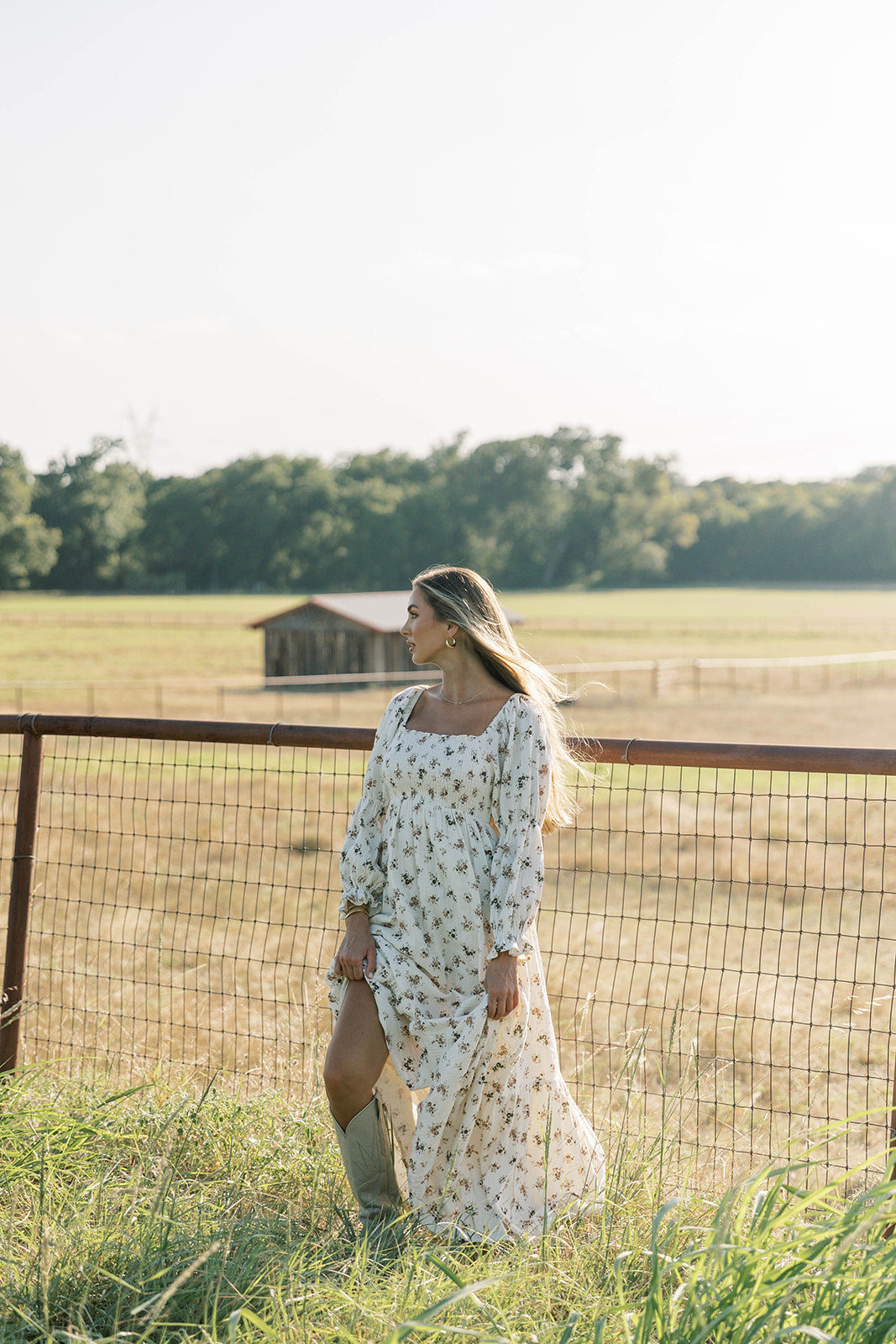 Emerson Maxi Dress with Long Sleeves in Ivory