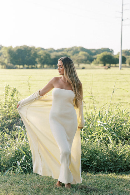 Lina Two Piece Dress Set in Butter Yellow - Bump Friendly