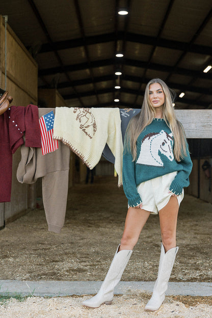 Clyde Horse Sweater in Green