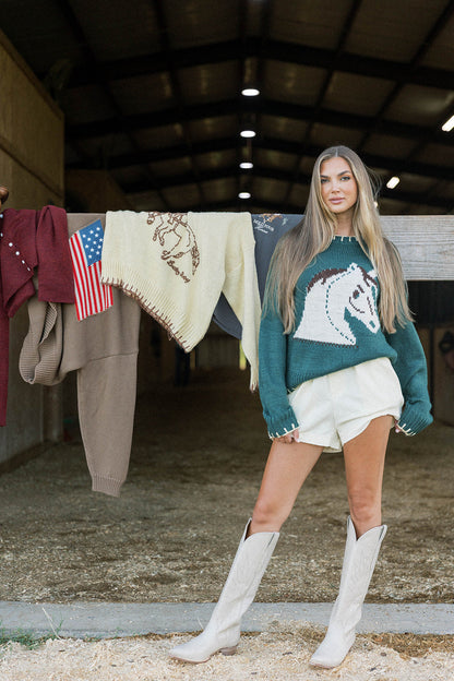 Clyde Horse Sweater in Green