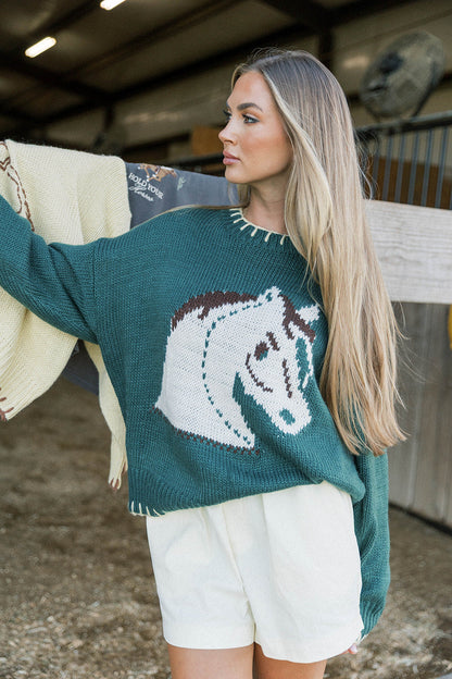 Clyde Horse Sweater in Green