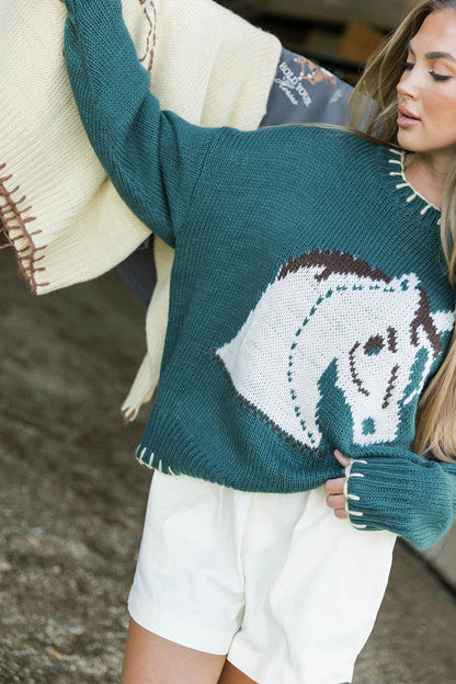 Clyde Horse Sweater in Green