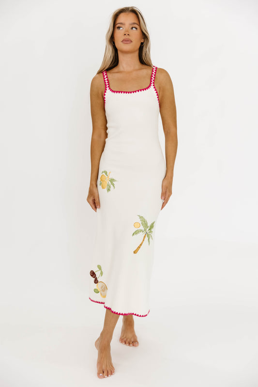 Meyer Embroidered Sweater Dress in Cream