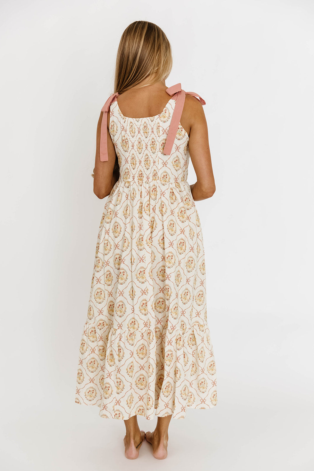 Mandi Floral Basque Maxi Dress in English Rose