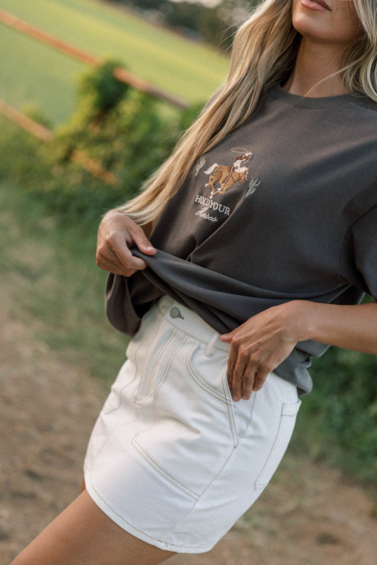 Rosalyn Mini Skirt in Ecru