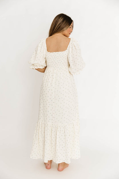 Livvy 100% Cotton Maxi Dress in Petite Blue Floral -Bump Friendly & Inclusive Sizing