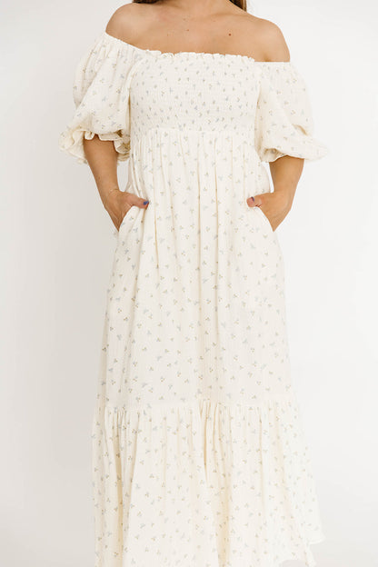 Livvy 100% Cotton Maxi Dress in Petite Blue Floral -Bump Friendly & Inclusive Sizing