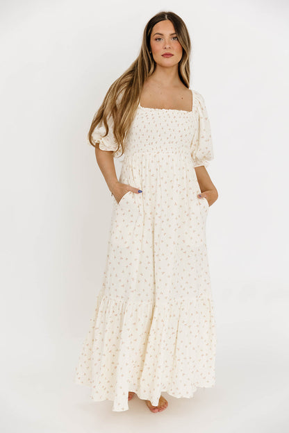 Livvy 100% Cotton Maxi Dress in Petite Pink Floral - Bump Friendly & Inclusive Sizing