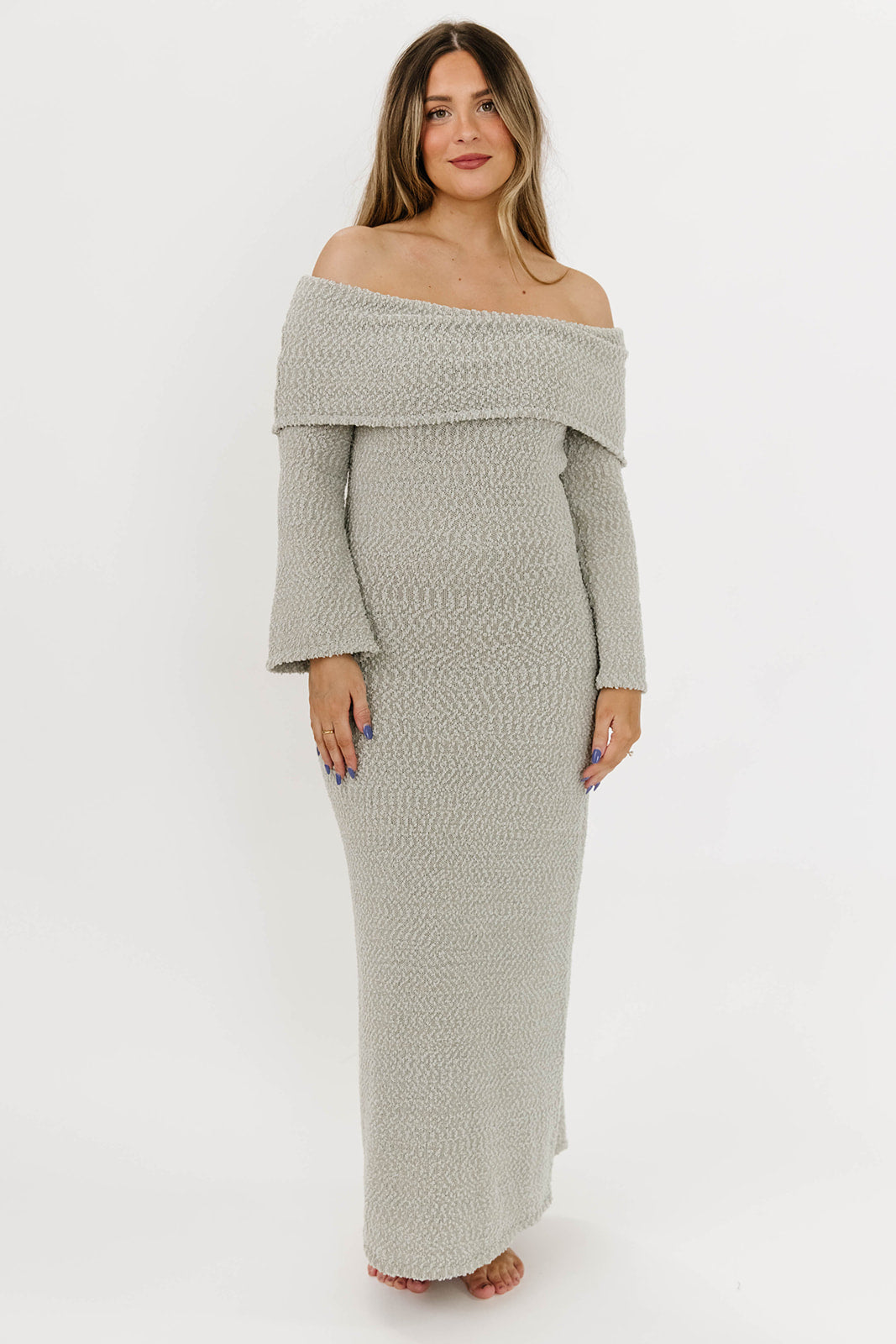 Nora Knit Maxi Dress in Dusty Sage - Bump Friendly