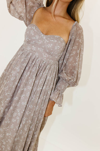 Delilah Maxi Dress with Train in Taupe - Bump Friendly - Sold Out Sizes Restocking in Nov