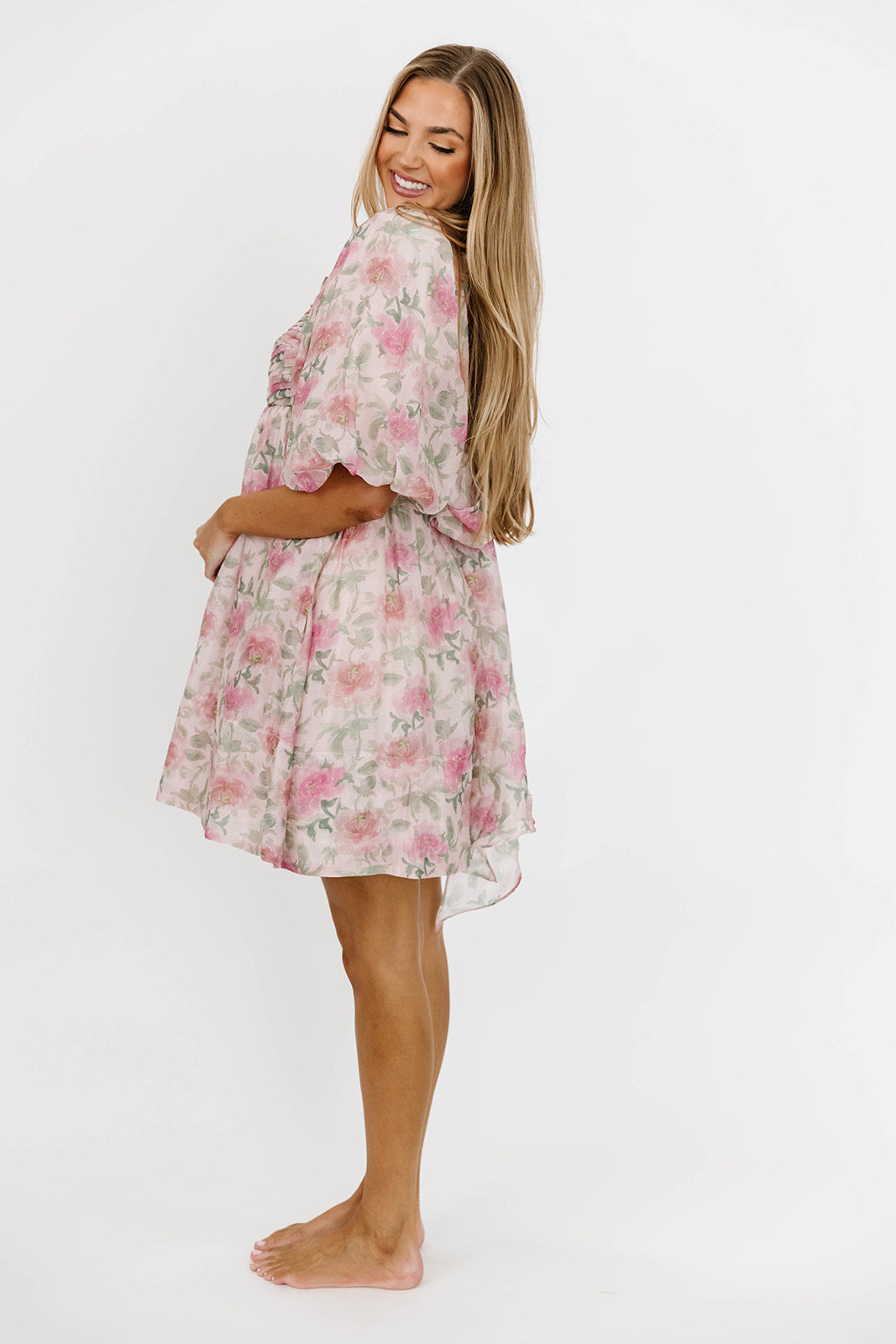 Emma Babydoll Mini Dress in Pink