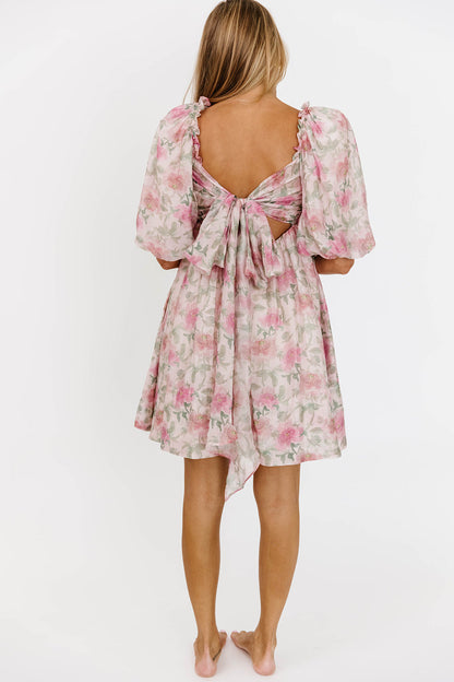 Emma Babydoll Mini Dress in Pink