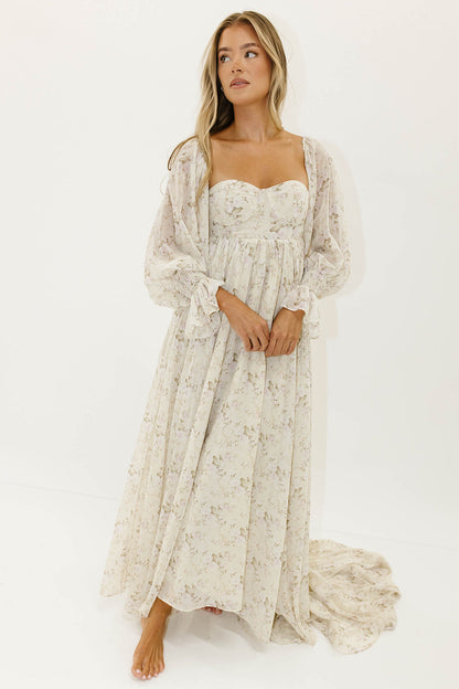 Delilah Maxi Dress with Train in Blush - Bump Friendly