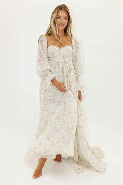 Delilah Maxi Dress with Train in Blush - Bump Friendly