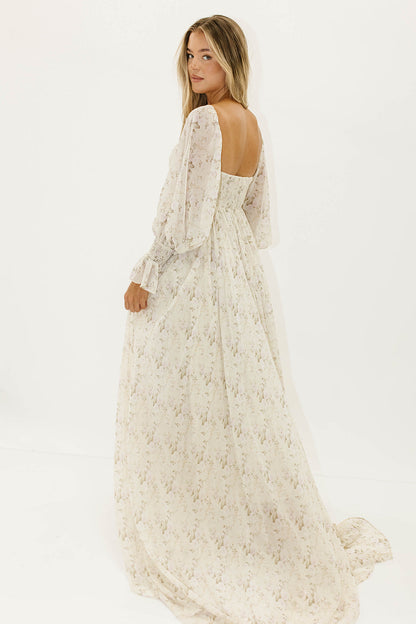 Delilah Maxi Dress with Train in Blush - Bump Friendly