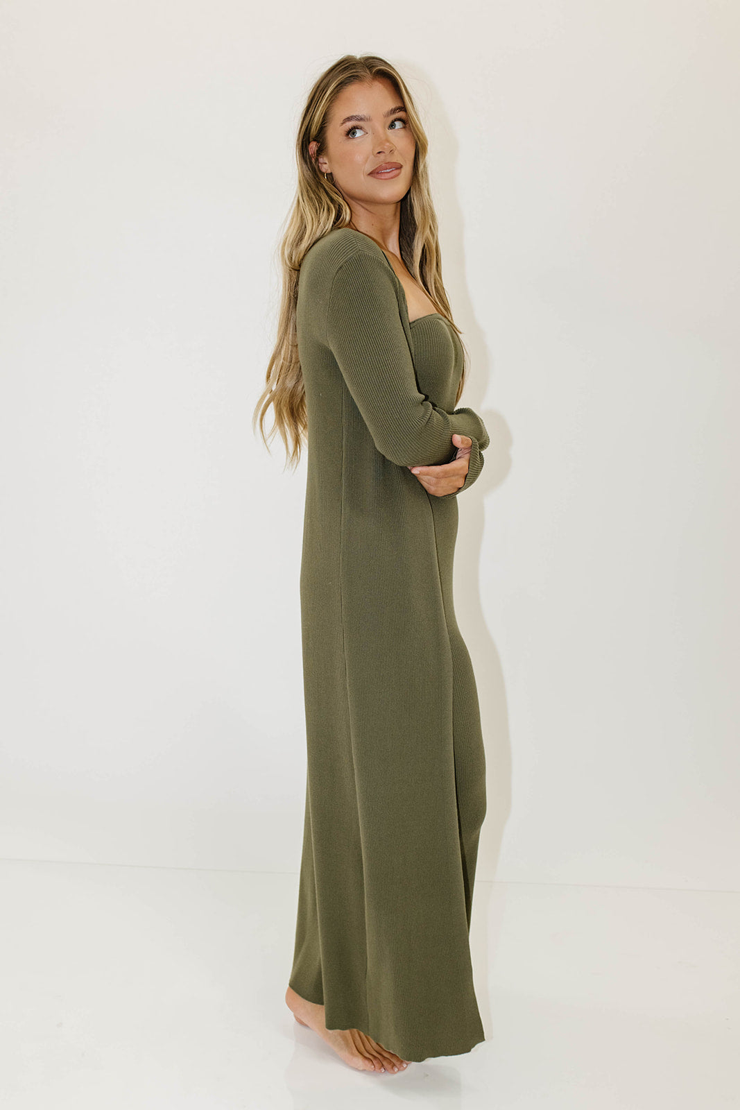 Lina Two Piece Dress Set in Dusty Olive - Bump Friendly