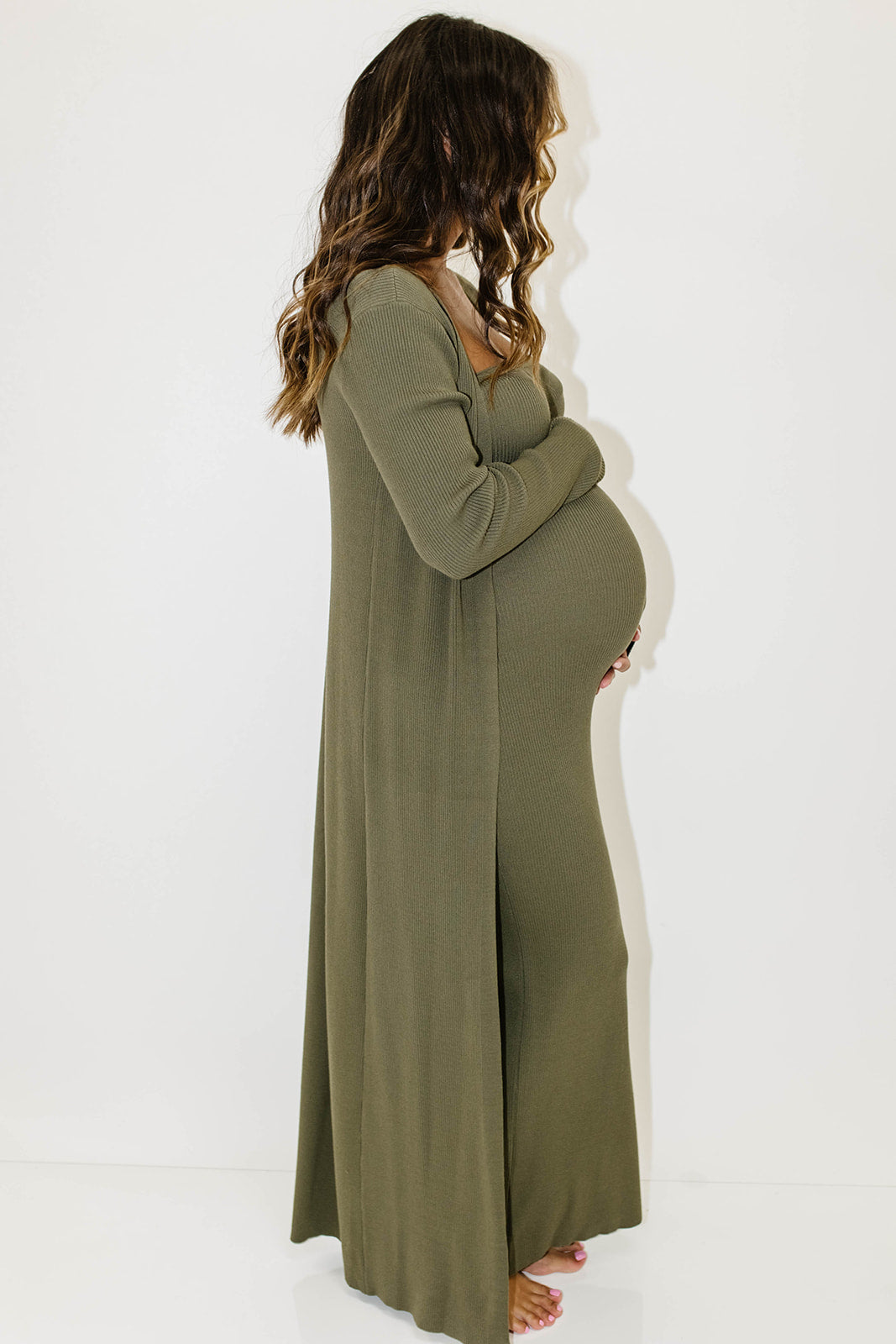 Lina Two Piece Dress Set in Dusty Olive - Bump Friendly