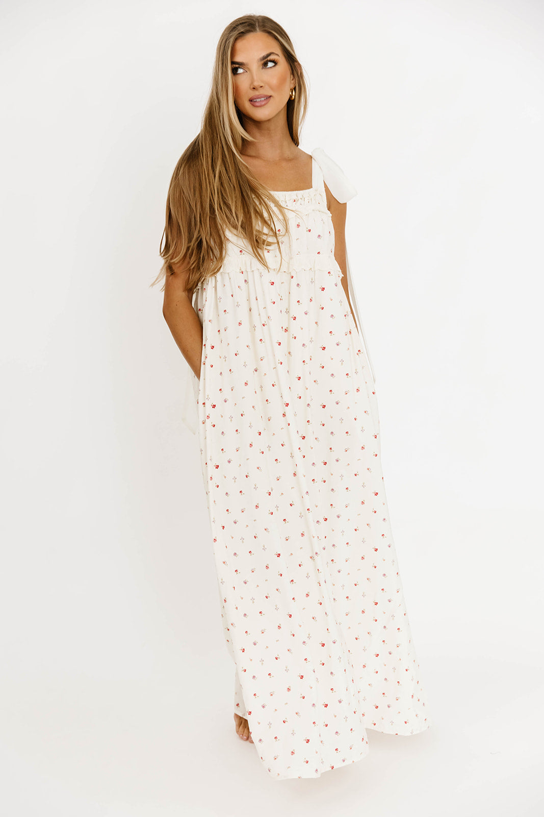Ellery Tank Maxi Dress with Bow Straps in Primrose - Bump Friendly