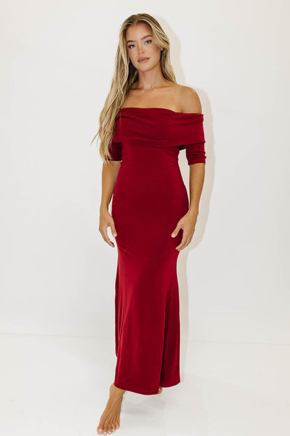 Monroe Half Sleeve Maxi Dress in Red - Bump Friendly