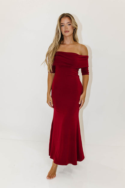 Monroe Half Sleeve Maxi Dress in Red - Bump Friendly