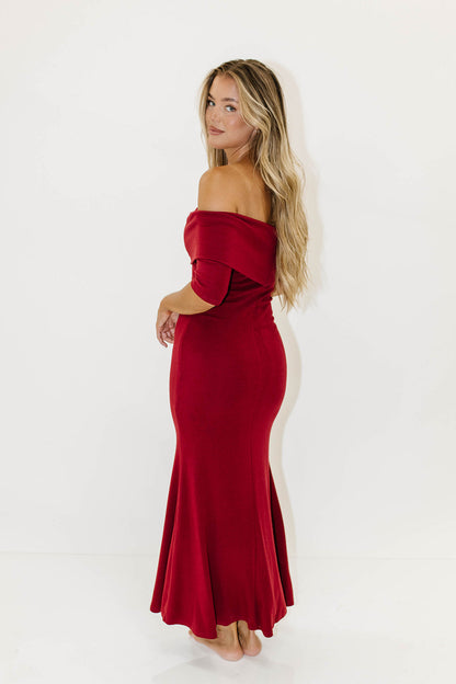Monroe Half Sleeve Maxi Dress in Red - Bump Friendly