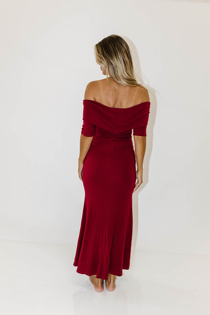 Monroe Half Sleeve Maxi Dress in Red - Bump Friendly