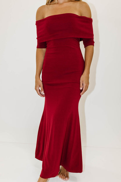 Monroe Half Sleeve Maxi Dress in Red - Bump Friendly