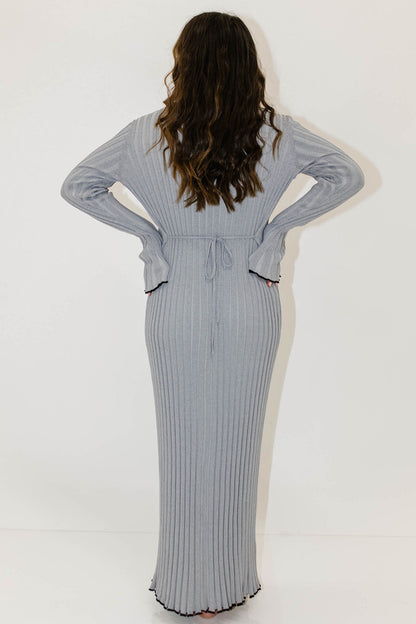 Bentley Maxi Dress in Heather Gray with Black Trim - Bump Friendly