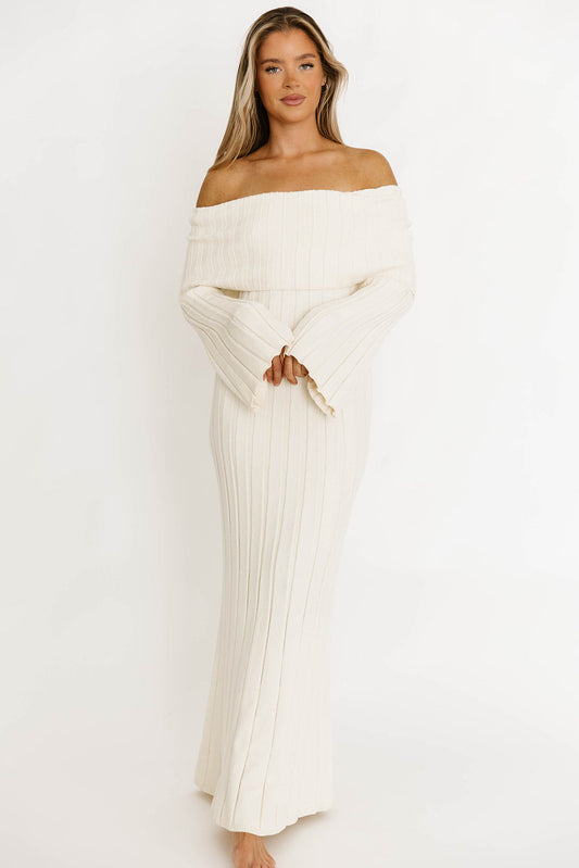 Evella Maxi Dress in Cream - Bump Friendly & Inclusive Sizing