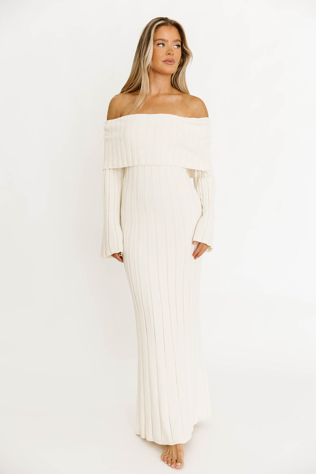 Evella Maxi Dress in Cream - Bump Friendly & Inclusive Sizing