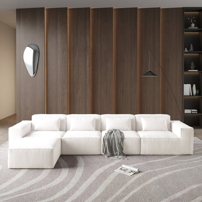 5-Seat L-Shape Modular Sectional Corduroy Sofa Multiple Cushions