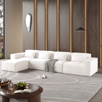 5-Seat L-Shape Modular Sectional Corduroy Sofa Multiple Cushions